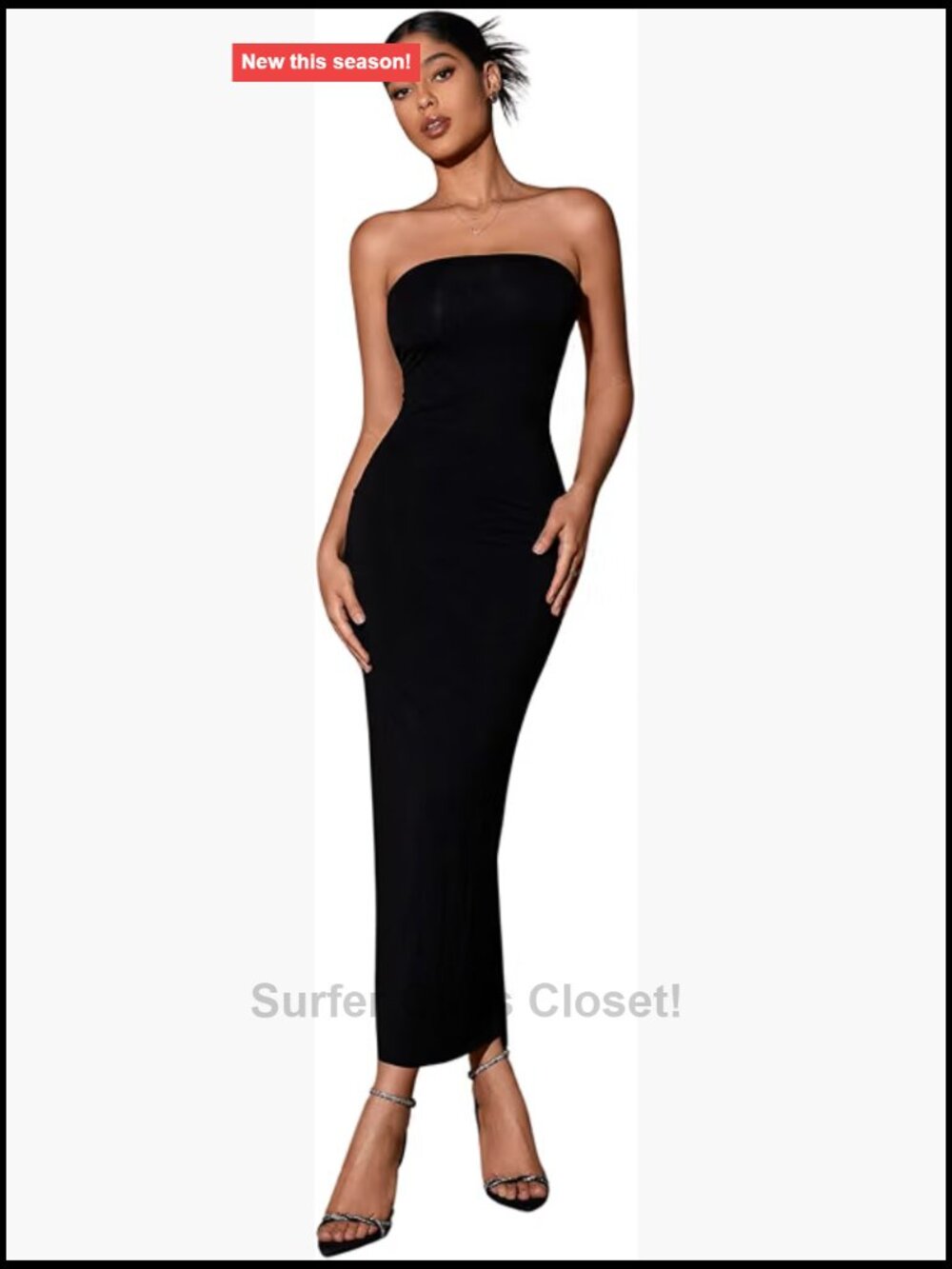 Sleeveless Strapless Bodycon Maxi Club Dress with Split Back